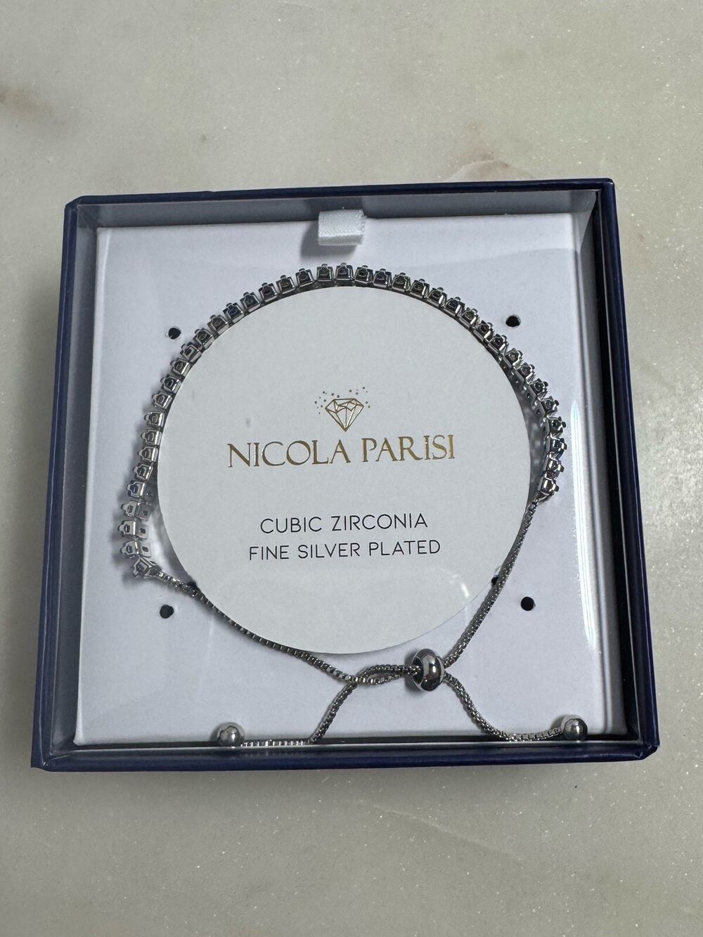 Cubic Zirconia Tennis Bolo Slider Bracelet by Nicola Parisi NIB